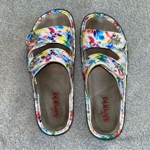 Alegria Red and Blue Mules Vibrant Slip-On Comfort